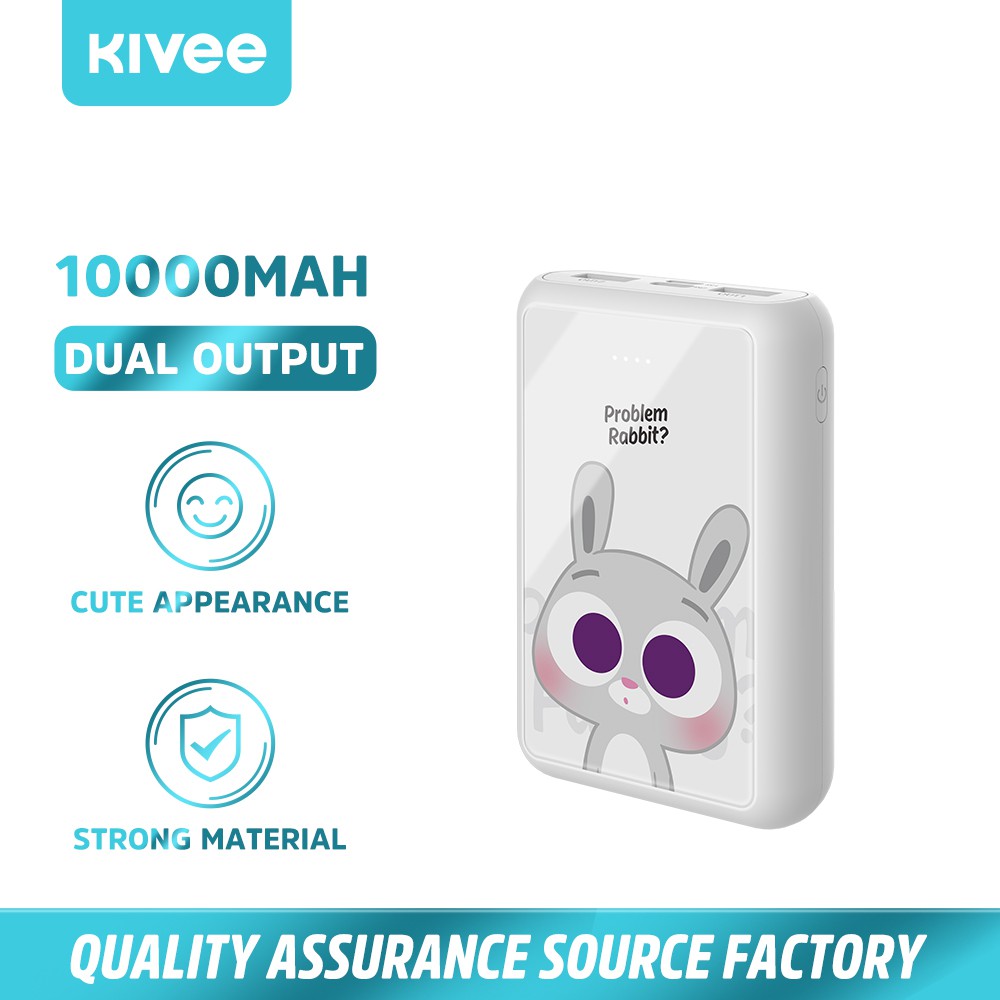 [Mã khuyến mãi KIVE20215 Giảm 10% toàn cửa hàng]Kivee Cute Cartoon Power Bank 10000 mah Fast Charger