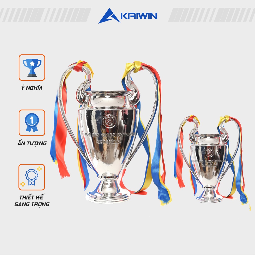 Cúp Bóng Đá C1 KAIWIN Làm Từ Hợp Chất Nhựa Cứng Phủ Sơn Bạc Thiết Kế Đơn Giản Tinh Tế Với Tay Cầm Tai Voi Đặc Trưng