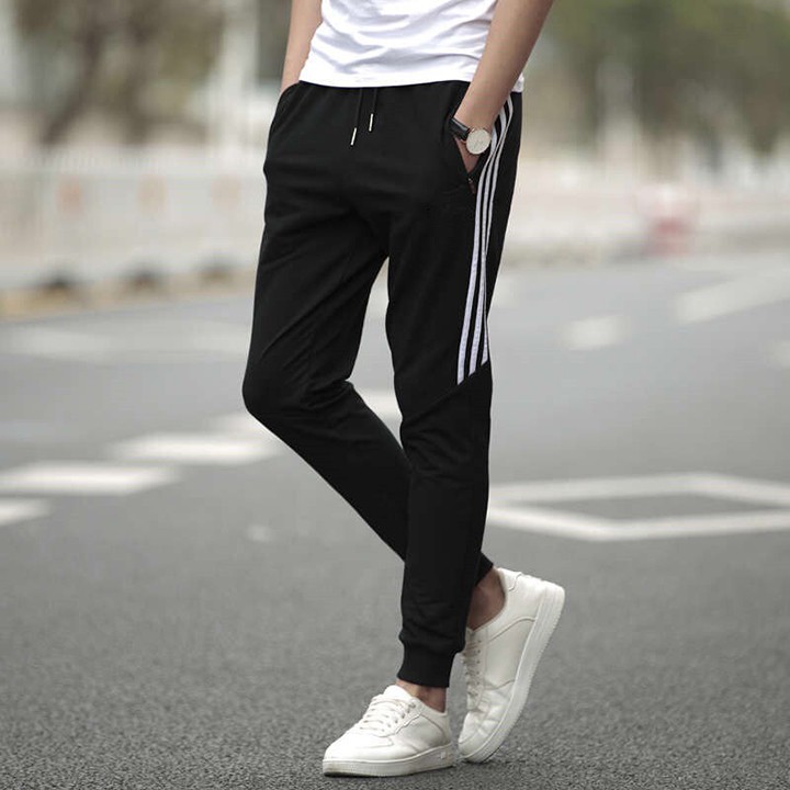 Quần jogger nam, quần nỉ nam 3 sọc thể thao ống côn QTD001