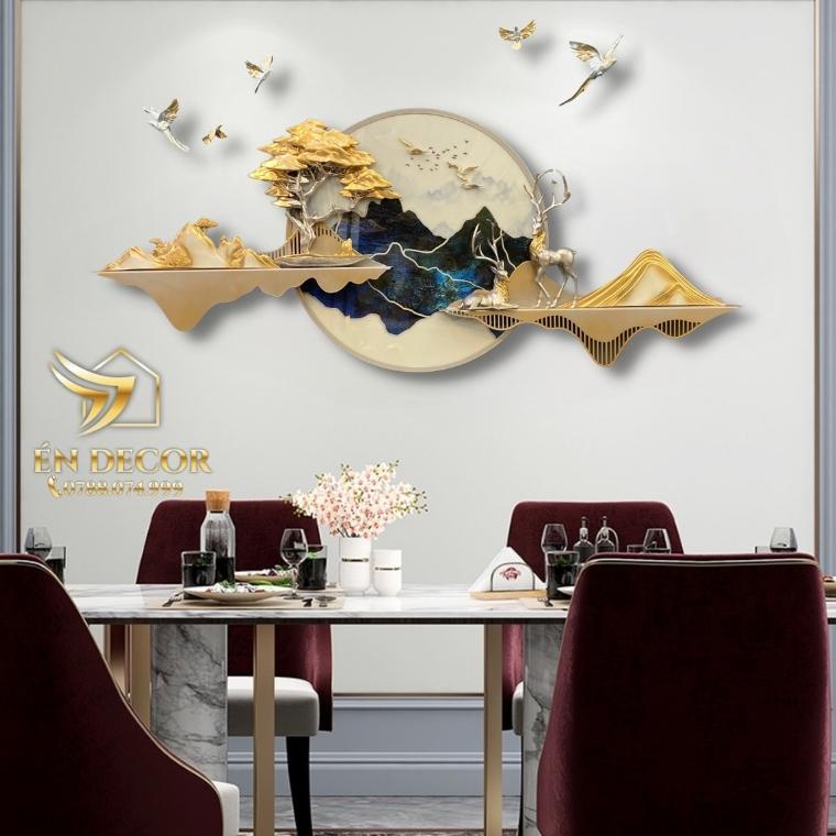 Tranh Phong Cảnh Treo Tường Đôi Hươu Nghệ Thuật, Tranh Sắt, Tranh Treo Tường Én Decor