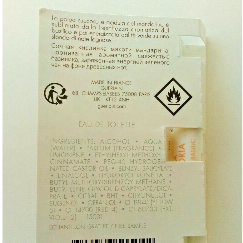 Vial Nước Hoa nữ Guerlain Aqua Allegoria Mandarine Basilic EDT Bản Dùng Thử 1ml