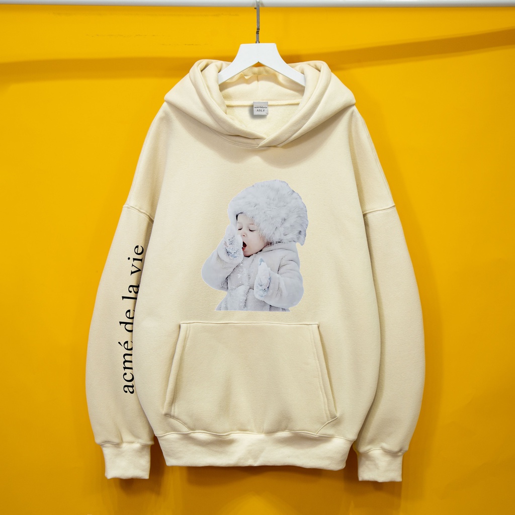 Áo nỉ hoodie ADLV EM BÉ TUYẾT Hogoto shop , Áo nỉ hoodie unisex nam nữ form rộng oversize chất liệu Cotton