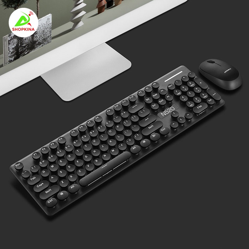 Bộ Bàn Phím Không Dây Và Chuột Siêu Xinh N520 Cao Cấp, Phím Bấm Êm, Laptop Máy Tính PC, Cổng USB