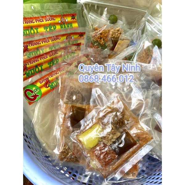 COMBO Bánh Tráng Tròn Phơi Sương Mỏng Đặc Biệt+Muối Tép Sấy+Hành Phi nguyên chất