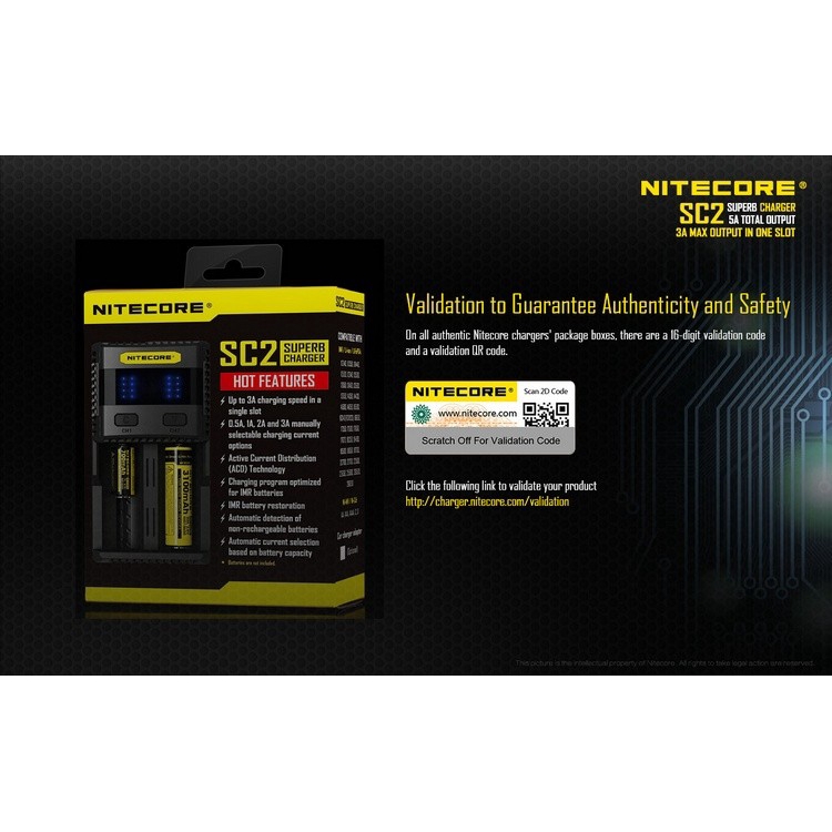 Bộ sạc thông minh siêu tốc Nitecore Sc2 3a