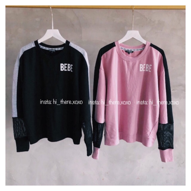 Áo nỉ sporty phối lưới BEBE (Ảnh thật shop chụp)