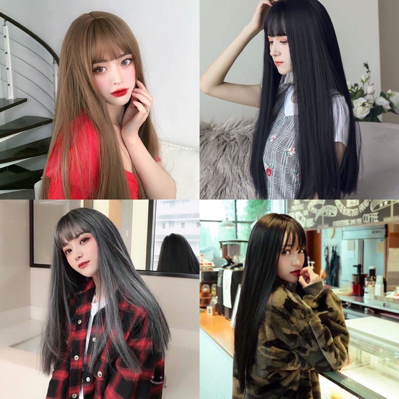 [TOP BÁN CHẠY] TÓC GIẢ BỘ NGUYÊN ĐẦU THẲNG HÌNH THẬT TẶNG LƯỚI TRÙM