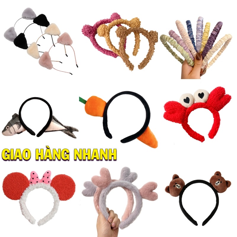 Bờm tóc cute Hàn Quốc cute cho bé bờm cài tóc tai mèo hình thú xinh - B