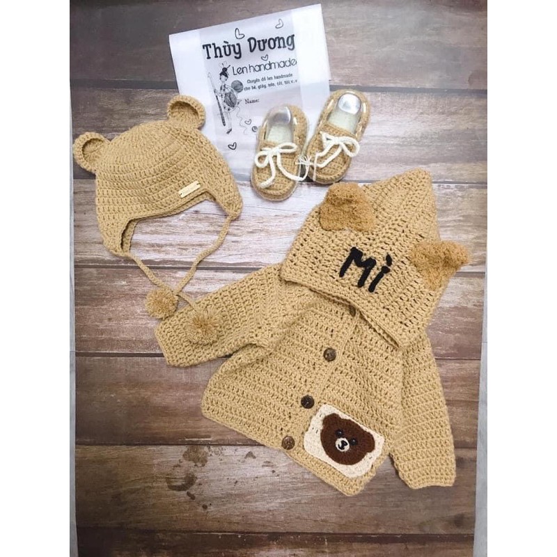 Áo len móc tay cho bé