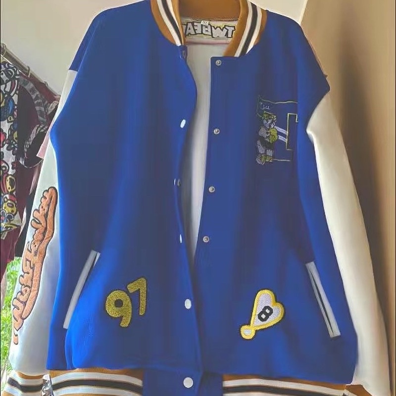Áo khoác Bomber Varsity Jacket nam nữ phong cách bóng chày thêu chữ T cực chất