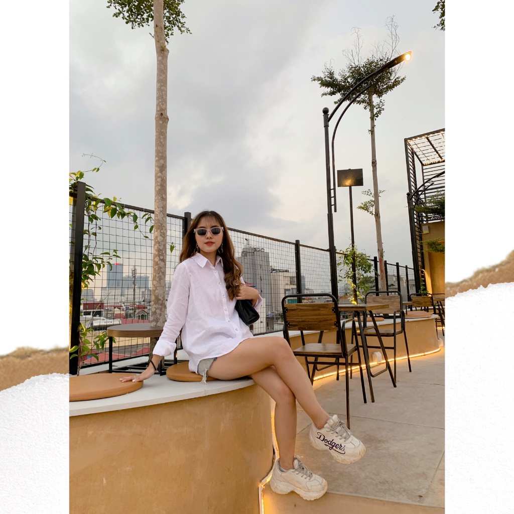 Áo sơ mi trắng linen cúc dừa thiết kế Lalastyle