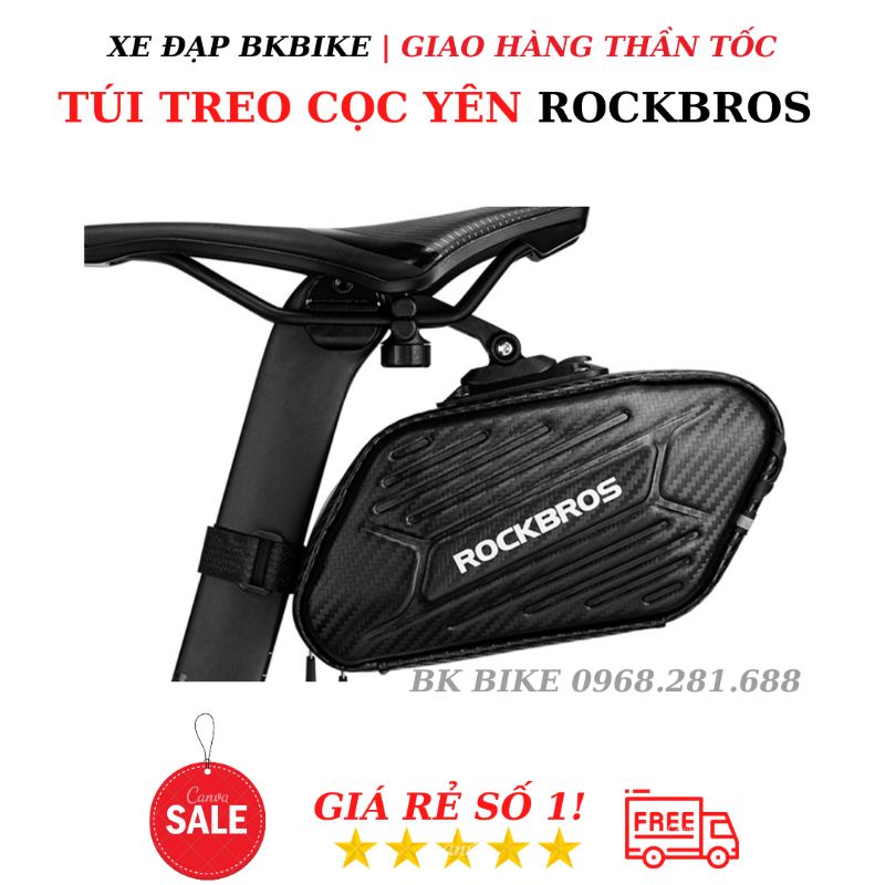 Túi Treo Cọc Yên Xe Đạp Rockbros - Vân Carbon, Phủ Da PU Chống Nước