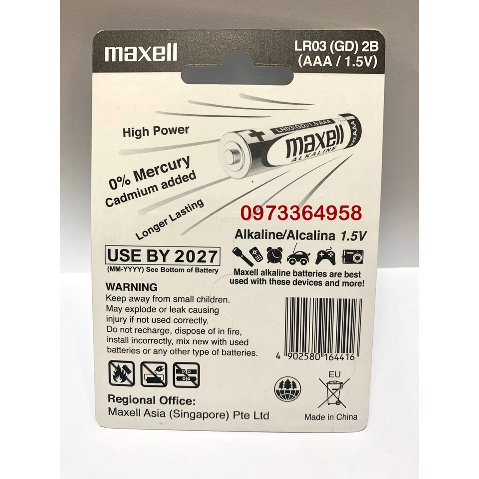 Pin đũa Alkaline maxell hộp 10 đôi- pin aaa maxell Alkaline