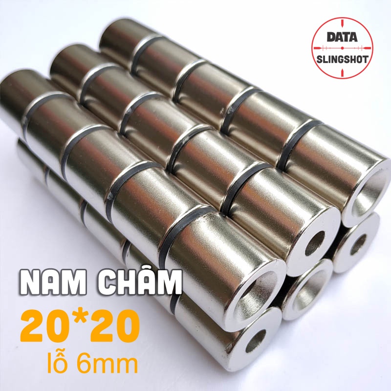 Nam Châm Hít Bi 20x20 mm hình trụ có lỗ - DATA SlingShot