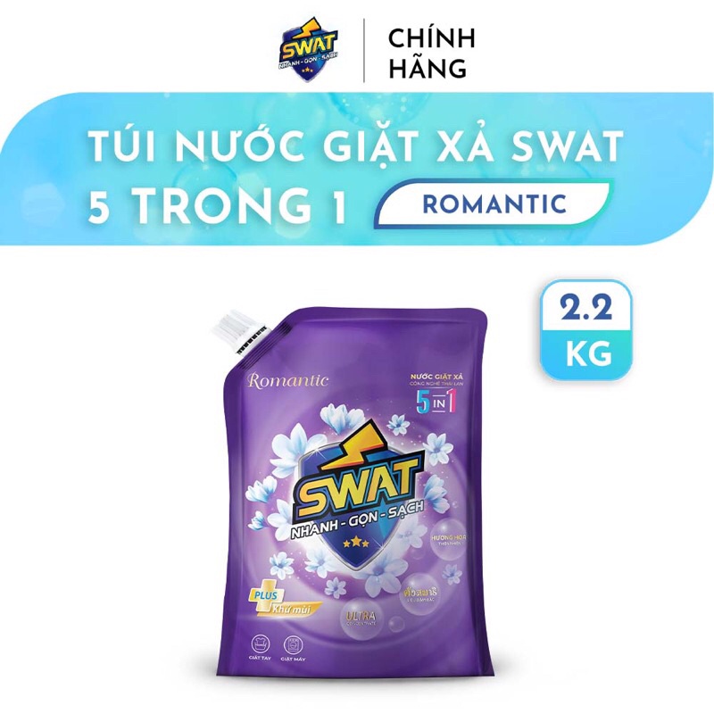 Nước giặt xả Swat 5in1 dạng túi 2,2L (đủ màu)