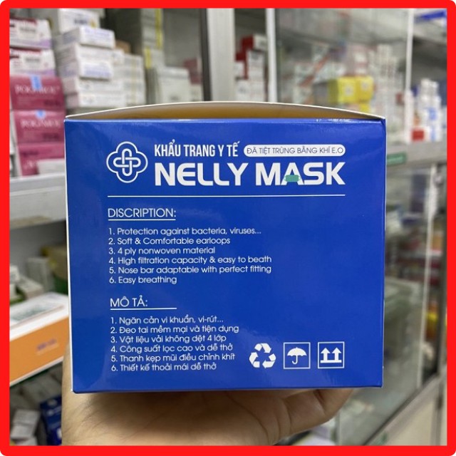 Khẩu Trang Y Tế Tiệt Trùng 4 Lớp NELLY MASK – Tiệt Trùng Bằng Khí E.O - Lọc k.huẩn, bụi và mùi hơn 99%