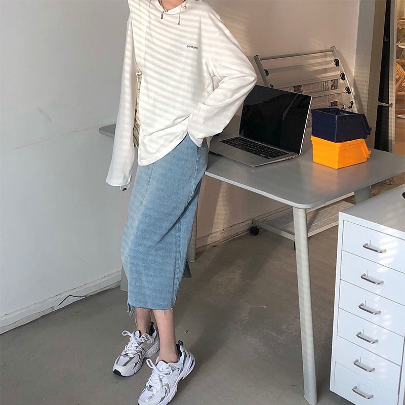 Áo Thun 100% Cotton Tay Dài Dáng Rộng In Họa Tiết Sau Lưng Thời Trang Cho Nữ