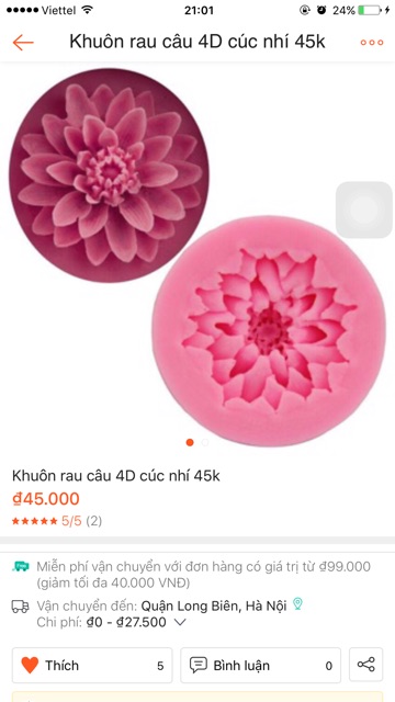 Combo 6 khuôn silicon rau câu 4D Mã JH8HG0