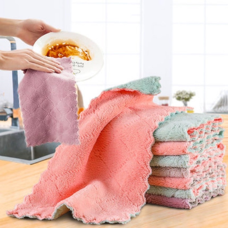 Set 20 Chiếc Khăn Lau Đa Năng Nhà Bếp, Lau Bát Đĩa, Cốc Chén, Bàn Ghế Thấm Nước Chống Dính Hai Mặt