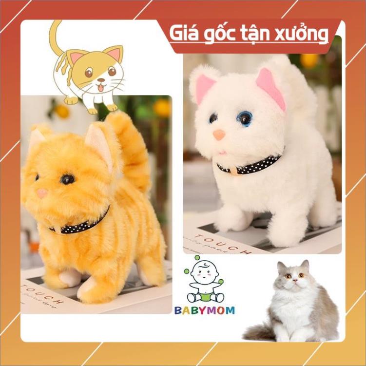 Đồ chơi MÈO BÔNG biết đi, biết kêu meo meo, chó bông biết đi biết kêu vẫy đuôi xinh giúp bé thân gần gũi với con vật