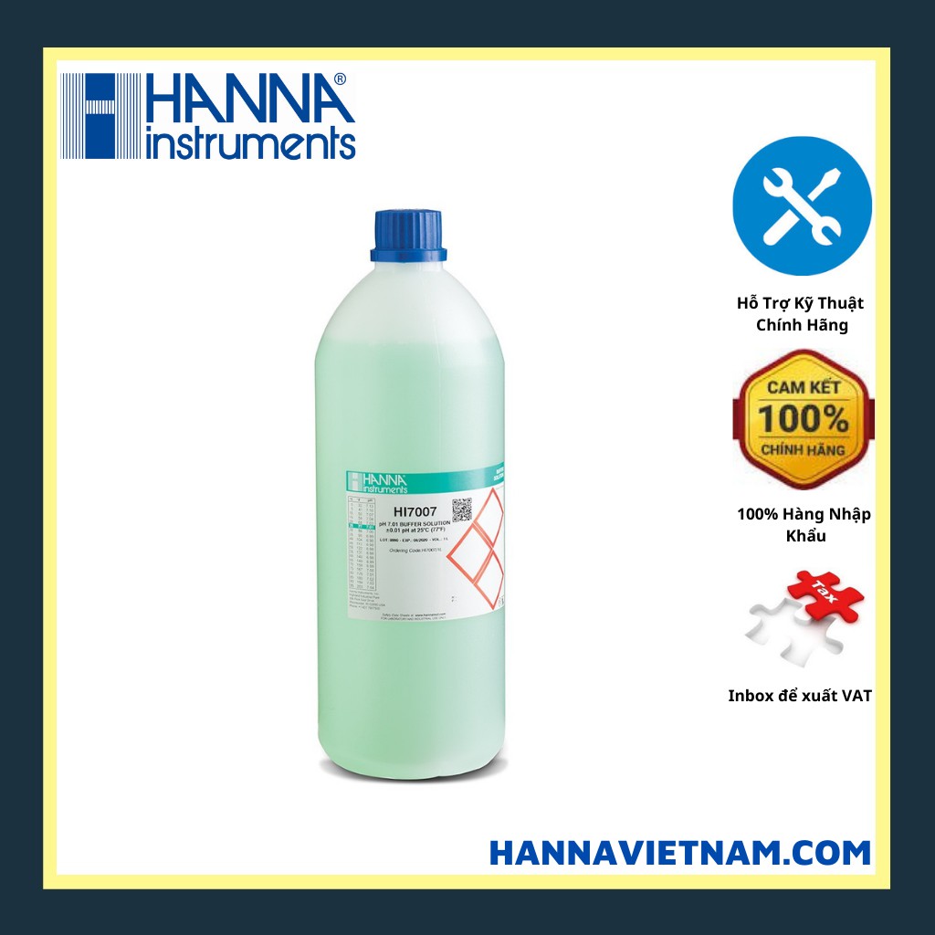 Dung Dịch Hiệu Chuẩn pH 7.01, Chai 1 Lít Hanna HI7007/1L - Date mới nhất