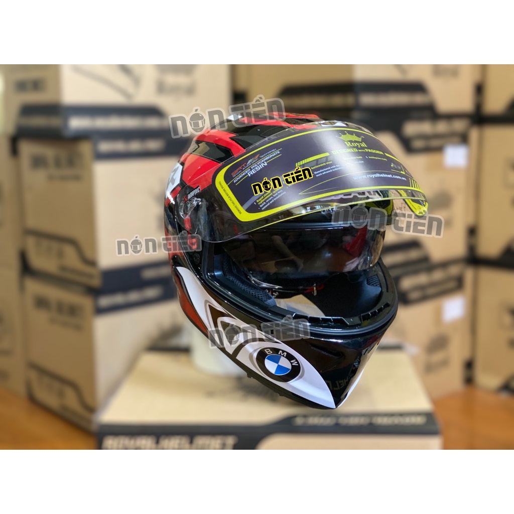 Mũ Full Face 2 Kính Royal M266 bản tem BMW SHARK ĐỎ cực đẹp, MUA 1 mũ  TẶNG 1 quà , Bảo hành 12 tháng