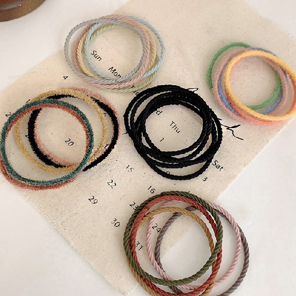 Set 5 Dây Buộc Tóc Màu Sắc Kẹo Ngọt Phong Cách Hàn Quốc Đơn Giản Cho Nữ