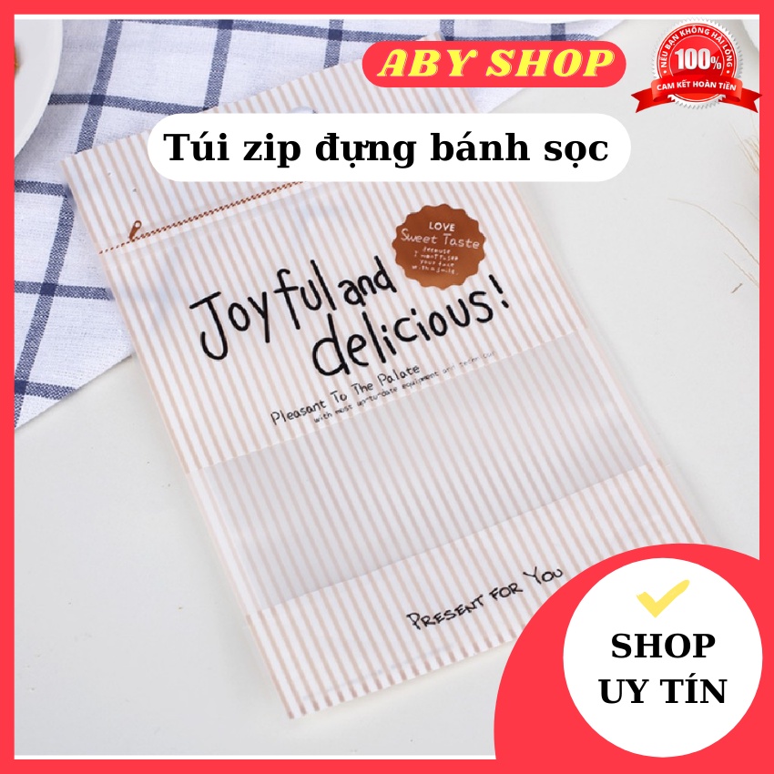Túi zip đựng bánh sọc Joyful chấm nâu ⚡ CAO CẤP ⚡ túi đựng bánh thiết kế đơn giản tiện dụng