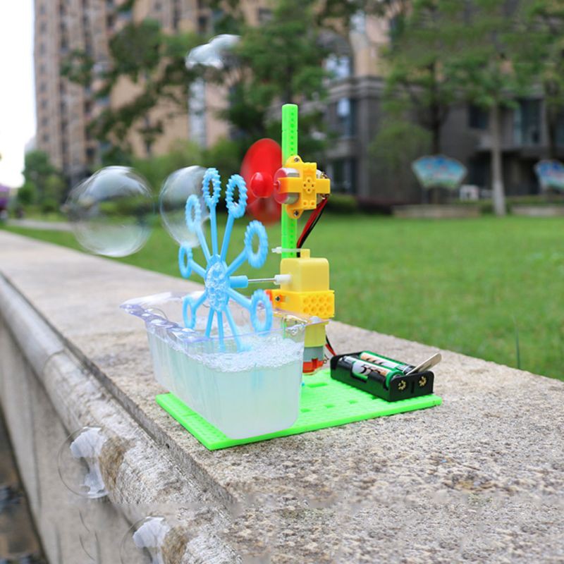 INN Automatic Bubble Maker Blower Machine Toy Children Assemble Puzzle Bathing Toys Outdoor Activity Kids Early Educational Gift