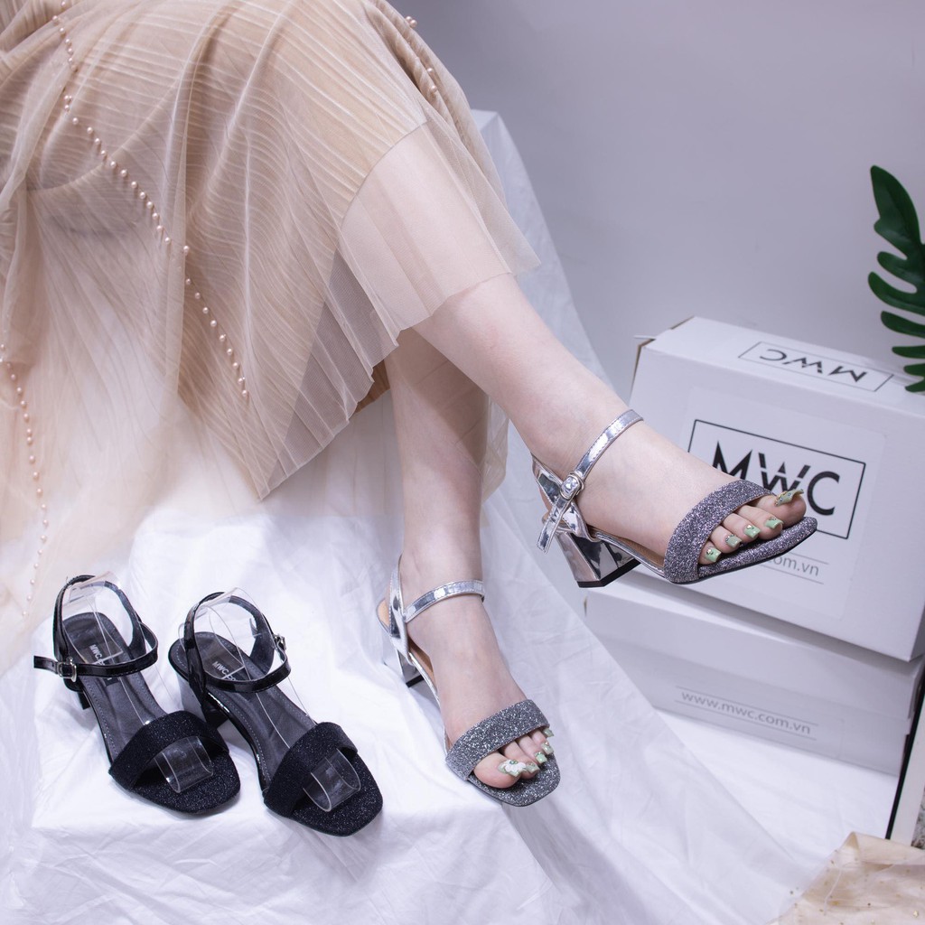 GIÀY CAO GÓT NỮ MWC - GIÀY SANDAL CAO GÓT QUAI NGANG - CAO GÓT SANDAL ĐẾ VUÔNG CAO 5CM - CAO GÓT HỞ MŨI - NUCG-3896