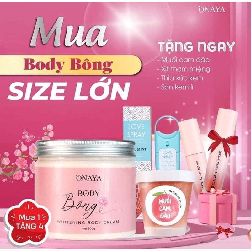 Kem Body Bông ONAYA Dưỡng Trắng Da