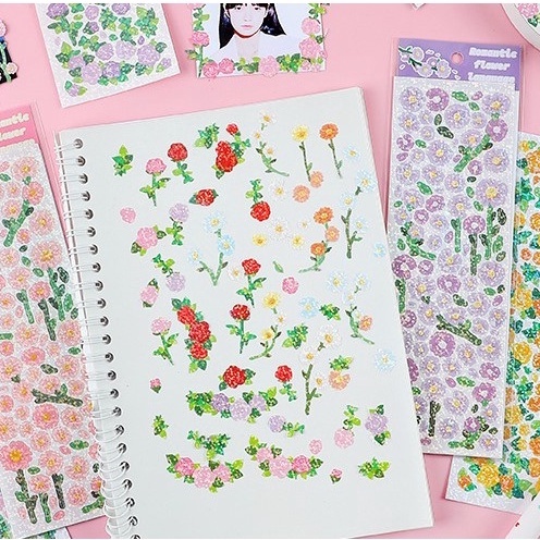 Sticker các loài hoa xinh hologram Flower's language hình dán trang trí toploader và sổ tay | BST137