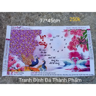 Tranh đính đá vợ chồng công vàng phu Thê viên mãn