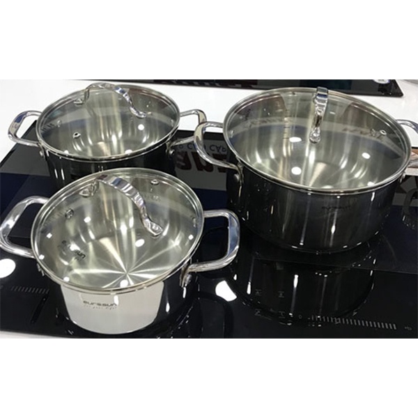 Bộ Nồi Inox Cao Cấp 3 Món Chuyên Dụng Cho Bếp Từ Eurosun MC -1605 Inovati - Hàng Chính Hãng