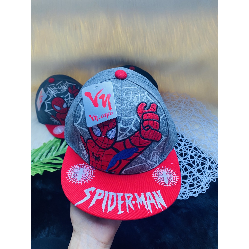 Mũ lưỡi trai siêu nhân nhện cho bé, mũ hiphop người nhện cho bé trai