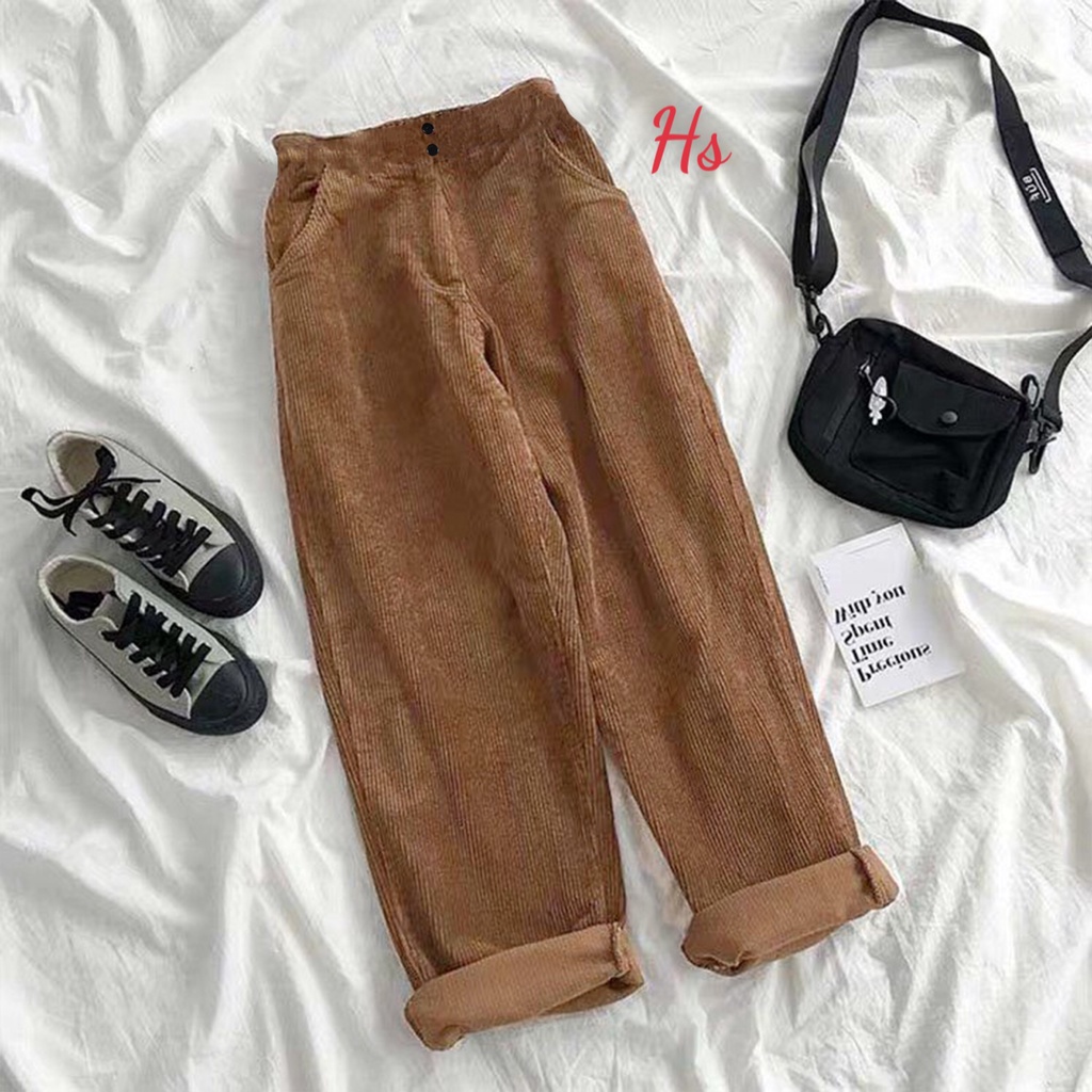 Quần Baggy Nhung Cài Cúc Hack Dáng Túi Hộp Đóng Cúc Unisex Wild Goute - Quần Suông Form Ống Rộng Vải Mịn Mã 846 | BigBuy360 - bigbuy360.vn
