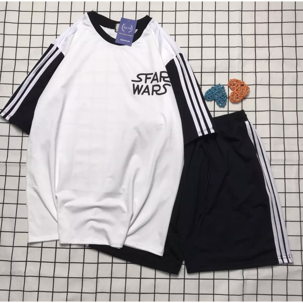 Đồ Bộ Coton Phong Cách Thể Thao Star Wars Cute , Forn Rộng Mặc Ở Nhà, Nam Nữ Đều Mặc Được TTSLB0029