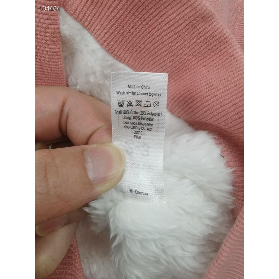 Áo khoác kéo khóa nỉ hồng lót lông micky có mũ cho bé gái tiện dụng từ 1 -5 y
