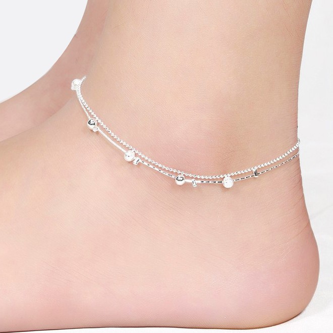 Lắc chân nữ bạc hạt cườm bi đơn giản cổ dễ thương phụ kiện trang sức ulzzang hàn quốc   namimi