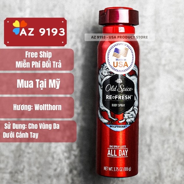 [HÀNG MỸ] Xịt Khử Mùi Nam Old Spice Hàng Mỹ 106g - Khử Mùi, Ngăn Mùi Hôi Hiệu Quả, Hương Thơm Nam Tính  - AZ 9193 | BigBuy360 - bigbuy360.vn