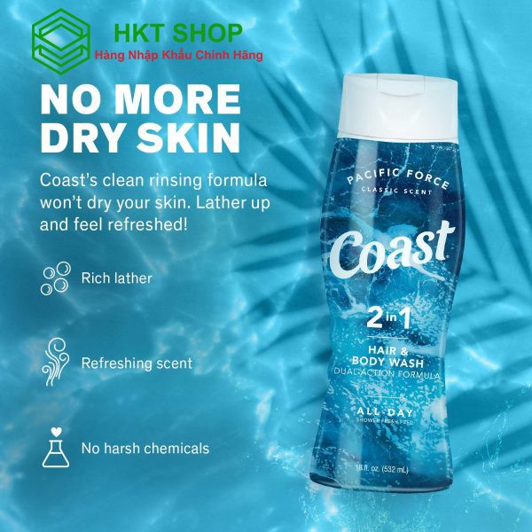 Dầu tắm gội Coast 2IN1 Hair &amp; Body Wash 946ml - HKT Shop