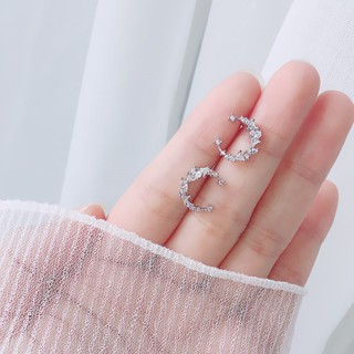 (TRỢ GIÁ GỐC)Bông tai ,Khuyên tai bạc ý trăng khuyết đính đá tinh tế hàn quốc cực xinh