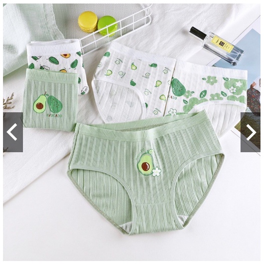 Quần Lót Nữ Phối Màu Hình Quả Bơ Dễ Thương, Quần Lót Cotton Siêu Kute