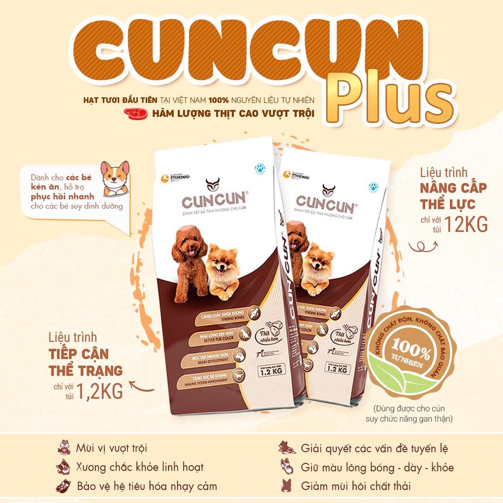 Thức ăn cho chó nhỏ KHÔNG CHẤT BẢO QUẢN CunCun