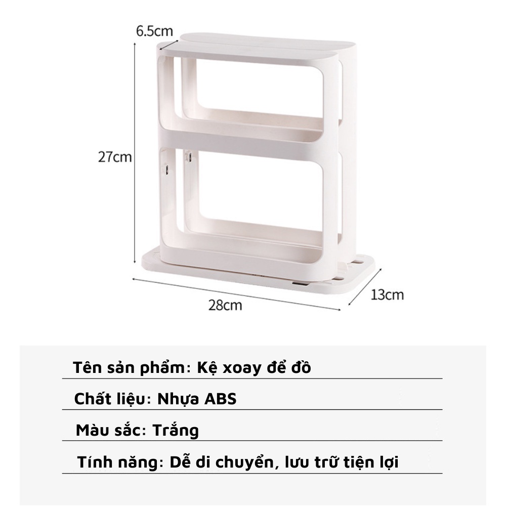 Kệ đựng gia vị 2 tầng có thể xoay giá đựng đồ mỹ phẩm sắp xếp gọn gàng không gian để đồ nhà bếp nhà cửa