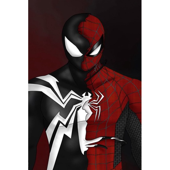 Bộ Tranh Vải Bạt Vẽ Theo Số Tự Làm Hình Người Nhện Marvel Trang Trí Nhà Cửa