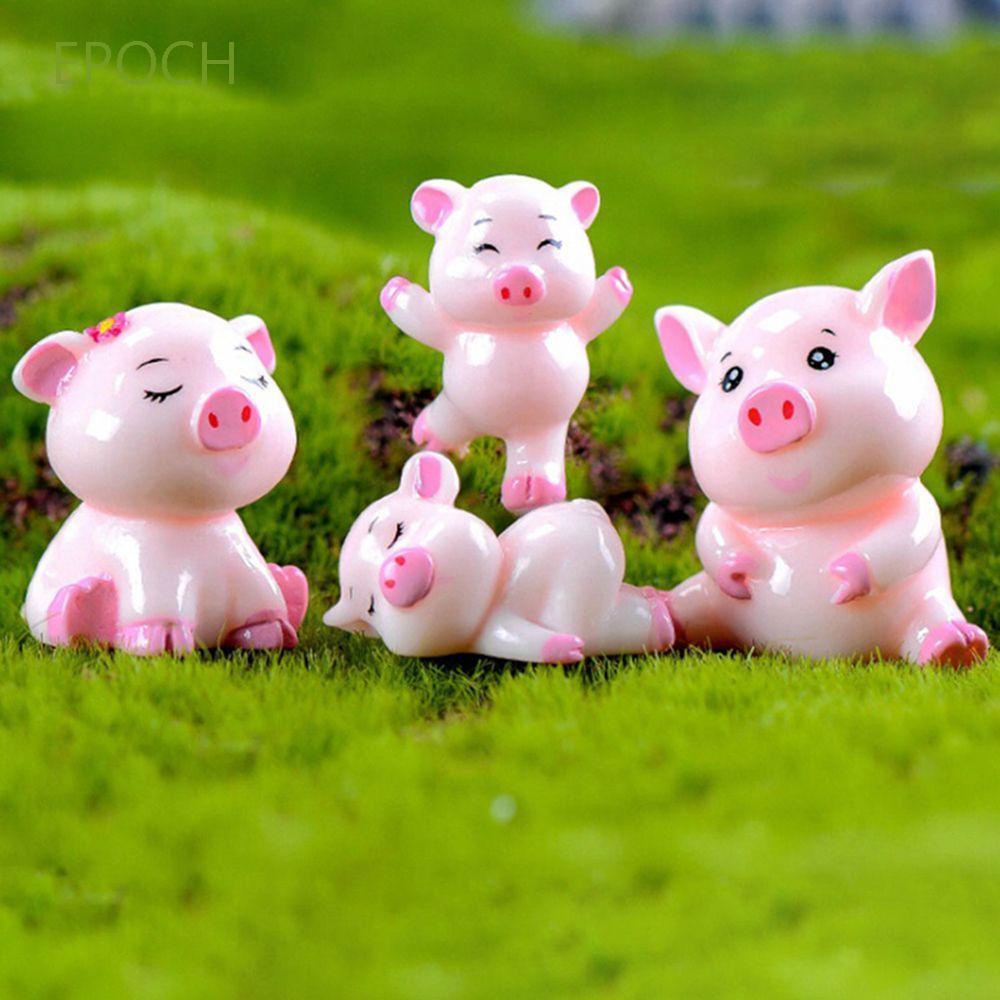 Set 4 mô hình chú heo mini dễ thương dùng trang trí sân vườn