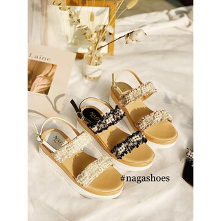 SANDAL NAGASHOES 2 QUAI NGANG HỌA TIẾT REN NAS181