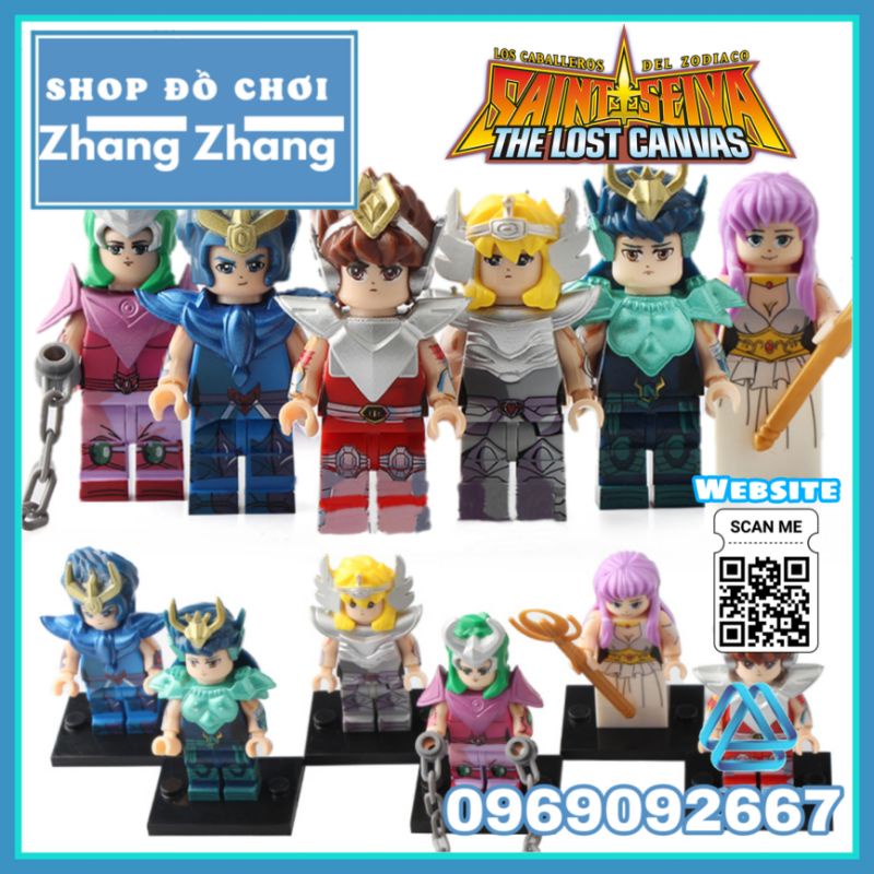 Đồ chơi Xếp hình Athena - Pegasus - Cygnus Hyoga - Shiryu - Ikki trong Saint Seiya Minifigures POGO PG8128