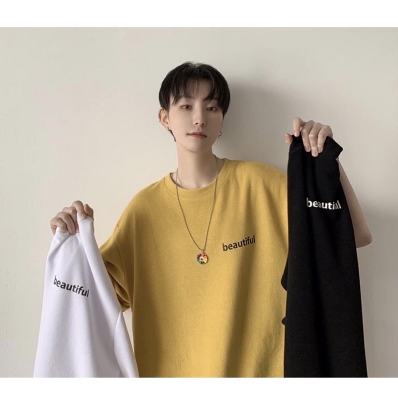 [ Rẻ vô địch ] Áo thun cotton tay lỡ dáng rộng unisex - beutiful